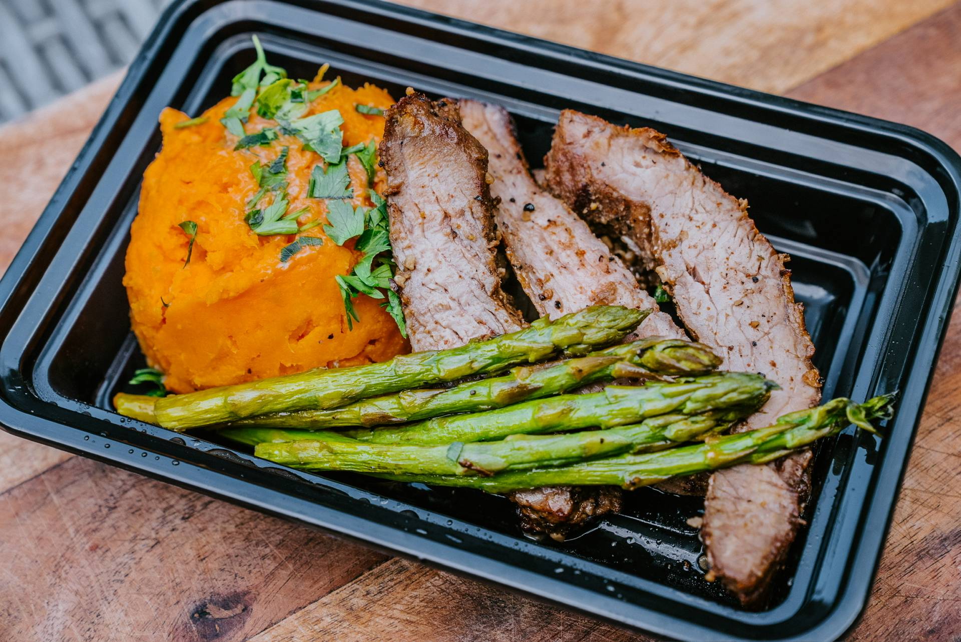 Grilled Tri-Tip & Sweet Potato Mash
